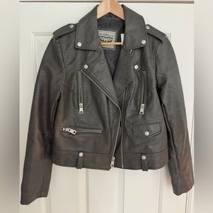 NWT Levi’s Charcoal Gray Snake Skin Print Moto Leather Jacket Size 10